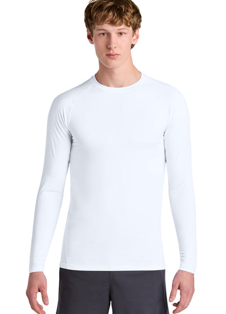 Sport-Tek® PosiCharge® Compression Long Sleeve Tee ST120LS - White | Sport-Tek