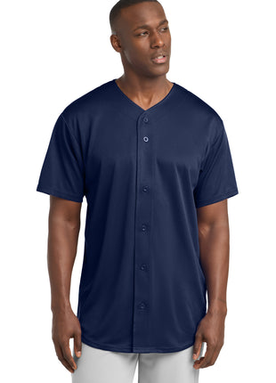 Sport-Tek® PosiCharge® Tough Mesh Full-Button Jersey. ST220 - True Navy | Sport-Tek