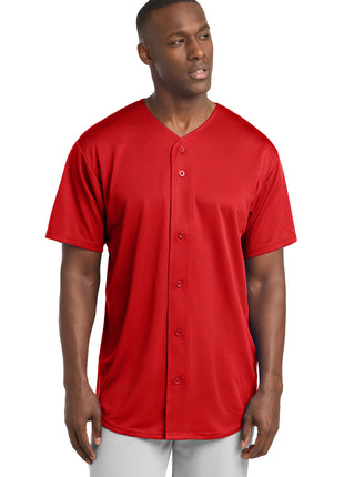 Sport-Tek® PosiCharge® Tough Mesh Full-Button Jersey. ST220 - True Red | Sport-Tek
