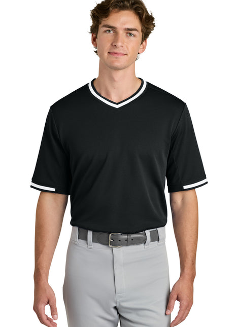 Sport-Tek® Tough Mesh V-Neck Baseball Jersey ST221 - Black | Sport-Tek