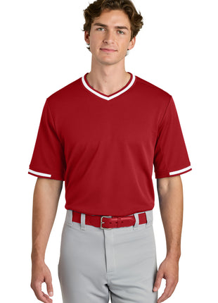 Sport-Tek® Tough Mesh V-Neck Baseball Jersey ST221 - True Red | Sport-Tek