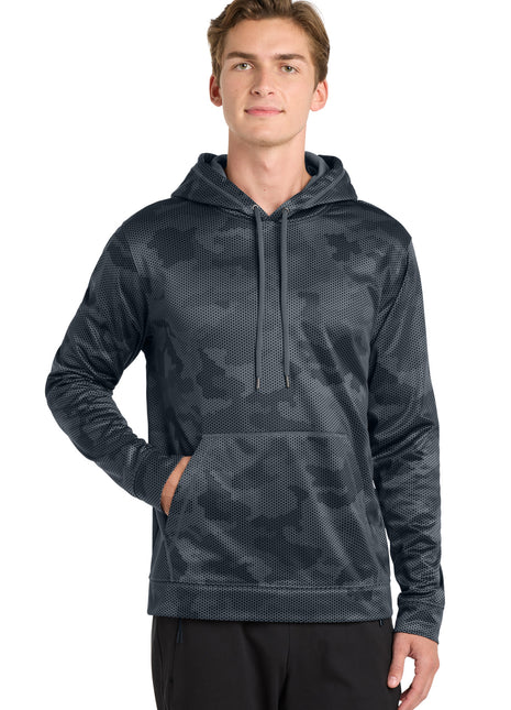 Sport-Tek® Sport-Wick® CamoHex Fleece Hooded Pullover. ST240 - Dark Smoke Grey | Sport-Tek
