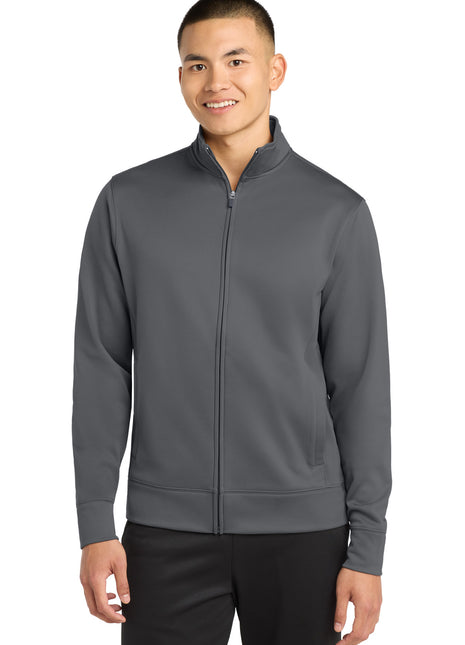 Sport-Tek® Sport-Wick® Fleece Full-Zip Jacket.  ST241 - Dark Smoke Grey | Sport-Tek