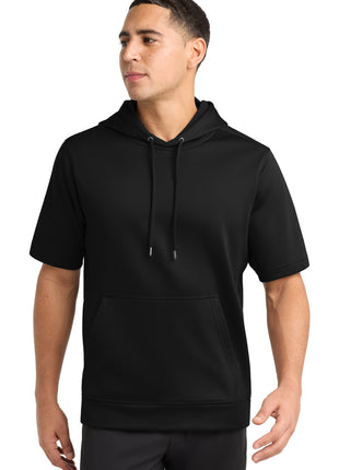 Sport-Tek ® Sport-Wick ® Fleece Short Sleeve Hooded Pullover. ST251 - Black | Sport-Tek
