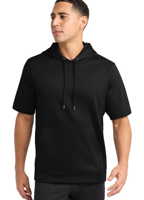 Sport-Tek ® Sport-Wick ® Fleece Short Sleeve Hooded Pullover. ST251 - Black | Sport-Tek