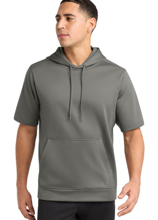 Sport-Tek ® Sport-Wick ® Fleece Short Sleeve Hooded Pullover. ST251 - Dark Smoke Grey | Sport-Tek