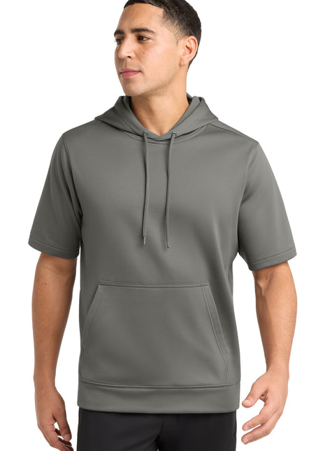 Sport-Tek ® Sport-Wick ® Fleece Short Sleeve Hooded Pullover. ST251 - Dark Smoke Grey | Sport-Tek