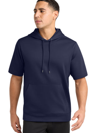 Sport-Tek ® Sport-Wick ® Fleece Short Sleeve Hooded Pullover. ST251 - Navy | Sport-Tek