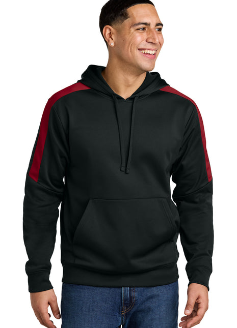 Sport-Tek® Sport-Wick® Fleece United Pullover Hoodie ST255 - Black/ Deep Red | Sport-Tek