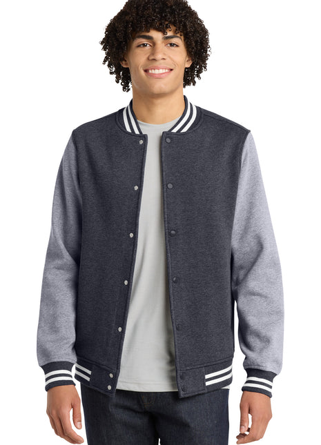 Sport-Tek® Fleece Letterman Jacket. ST270 - Graphite Heather/ Vintage Heather | Sport-Tek