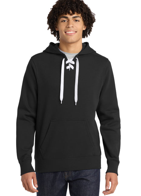 Sport-Tek® Lace Up Pullover Hooded Sweatshirt. ST271 - Black | Sport-Tek
