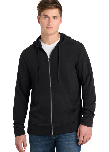 Sport-Tek ® PosiCharge ® Tri-Blend Wicking Fleece Full-Zip Hooded Jacket ST293 - Black Triad Solid | Sport-Tek