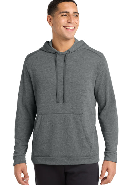 Sport-Tek ® PosiCharge ® Tri-Blend Wicking Fleece Hooded Pullover. ST296 - Dark Grey Heather | Sport-Tek