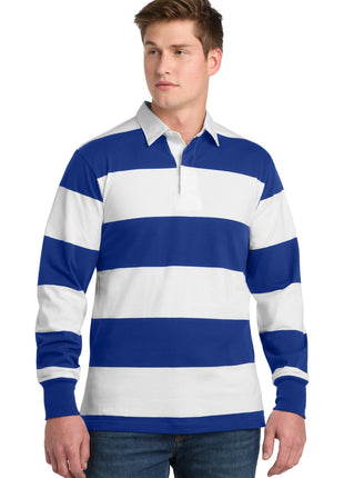 Sport-Tek® Classic Long Sleeve Rugby Polo. ST301 - True Royal/ White | Sport-Tek