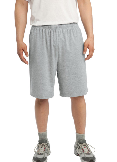 Sport-Tek® Jersey Knit Short with Pockets. ST310 - Heather Grey | Sport-Tek