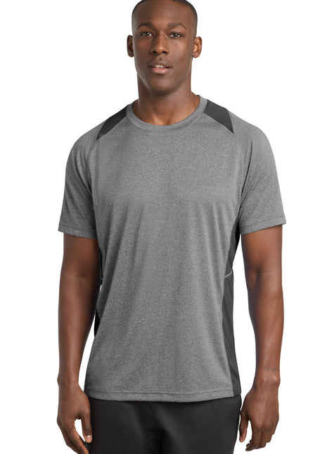 Sport-Tek® Heather Colorblock Contender™ Tee. ST361 - Vintage Heather/ Black | Sport-Tek