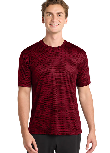 Sport-Tek® CamoHex Tee. ST370 - Deep Red | Sport-Tek