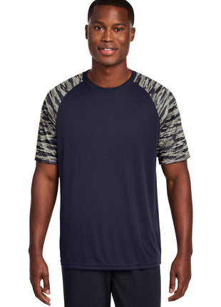 Sport-Tek® Drift Camo Colorblock Tee ST376 - True Navy | Sport-Tek