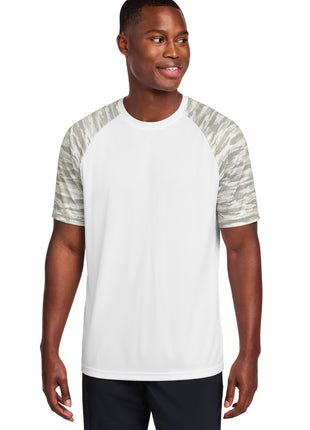 Sport-Tek® Drift Camo Colorblock Tee ST376 - White | Sport-Tek