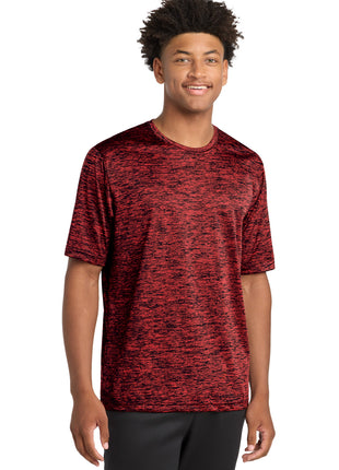 Sport-Tek® PosiCharge® Electric Heather Tee. ST390 - Deep Red-Black Electric | Sport-Tek