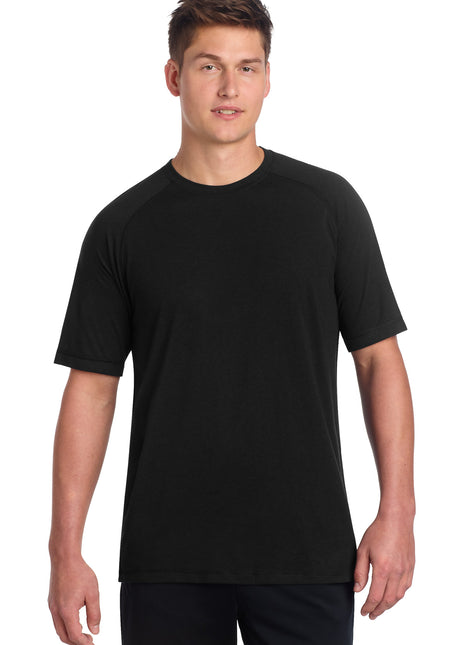Sport-Tek ® PosiCharge ® Tri-Blend Wicking Raglan Tee. ST400 - Black Triad Solid | Sport-Tek