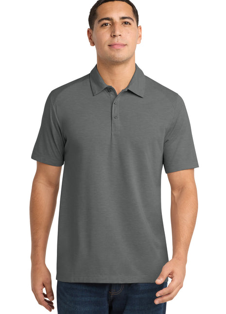 Sport-Tek ® PosiCharge ® Tri-Blend Wicking Polo. ST405 - Dark Grey Heather | Sport-Tek