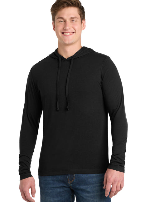 Sport-Tek ® PosiCharge ® Tri-Blend Wicking Long Sleeve Hoodie ST406 - Black Triad Solid | Sport-Tek