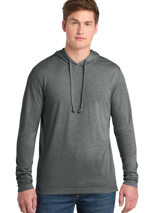 Sport-Tek ® PosiCharge ® Tri-Blend Wicking Long Sleeve Hoodie ST406 - Dark Grey Heather | Sport-Tek