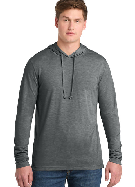 Sport-Tek ® PosiCharge ® Tri-Blend Wicking Long Sleeve Hoodie ST406 - Dark Grey Heather | Sport-Tek