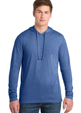 Sport-Tek ® PosiCharge ® Tri-Blend Wicking Long Sleeve Hoodie ST406 - True Royal Heather | Sport-Tek