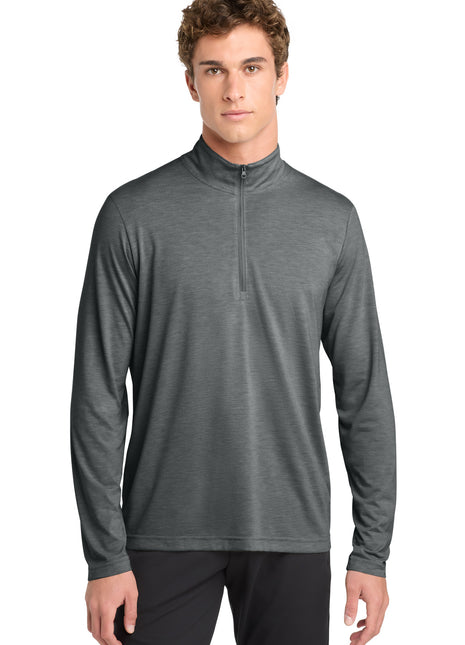 Sport-Tek ® PosiCharge ® Tri-Blend Wicking 1/4-Zip Pullover. ST407 - Dark Grey Heather | Sport-Tek