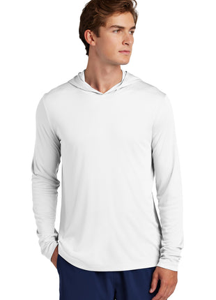 Sport-Tek® Posi-UV® Pro Long Sleeve Hoodie ST420LSH - White | Sport-Tek