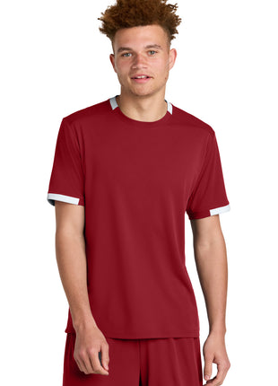 Sport-Tek® Club Short Sleeve Crew ST440 - Deep Red/ White | Sport-Tek
