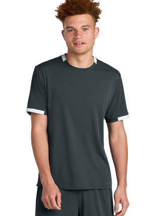 Sport-Tek® Club Short Sleeve Crew ST440 - Iron Grey/ White | Sport-Tek
