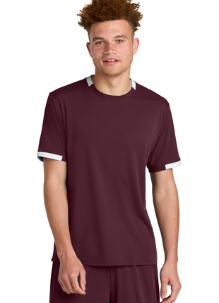 Sport-Tek® Club Short Sleeve Crew ST440 - Maroon/ White | Sport-Tek