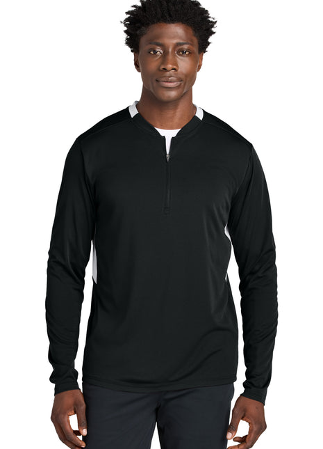 Sport-Tek® Club 1/4-Zip Pullover ST443 - Black/ White | Sport-Tek