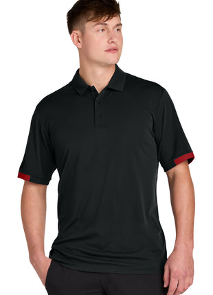 Sport-Tek® Club Colorblock Polo ST444 - Black/ Deep Red | Sport-Tek