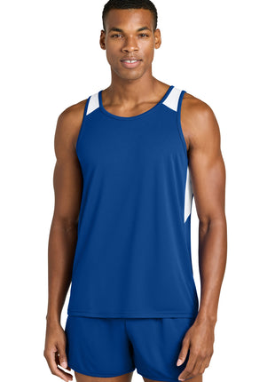 Sport-Tek® Club Track Tank ST446 - True Royal/ White | Sport-Tek