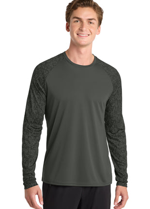 Sport-Tek ® Long Sleeve Digi Camo Tee. ST460LS - Black | Sport-Tek