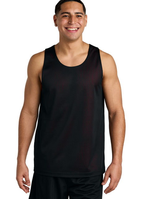 Sport-Tek® PosiCharge® Reversible Mesh Tank ST5000 - Black/ Deep Red | Sport-Tek