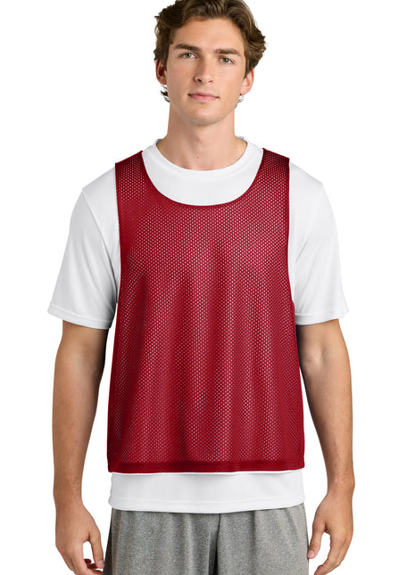 Sport-Tek® Lacrosse Reversible Pinnie ST512 - Deep Red/ White | Sport-Tek