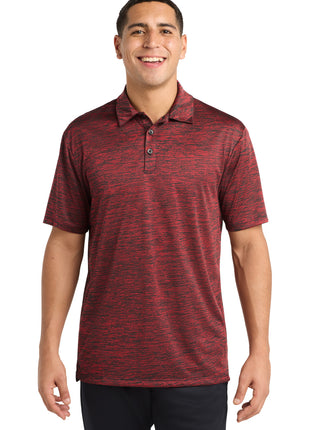 Sport-Tek ® PosiCharge ® Electric Heather Polo. ST590 - Deep Red-Black Electric | Sport-Tek