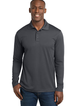 Sport-Tek ® PosiCharge ® RacerMesh ® Long Sleeve Polo. ST640LS - Graphite | Sport-Tek
