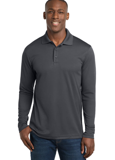 Sport-Tek ® PosiCharge ® RacerMesh ® Long Sleeve Polo. ST640LS - Graphite | Sport-Tek