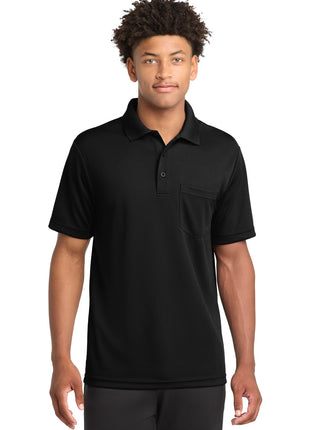 Sport-Tek ® PosiCharge ® RacerMesh ® Pocket Polo. ST640P - Black | Sport-Tek