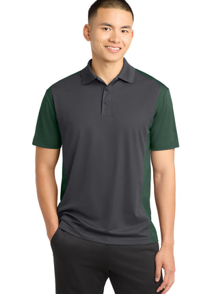 Sport-Tek® Colorblock Micropique Sport-Wick® Polo. ST652 - Iron Grey/ Forest Green | Sport-Tek