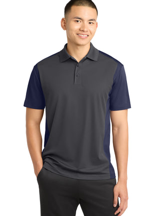 Sport-Tek® Colorblock Micropique Sport-Wick® Polo. ST652 - Iron Grey/ True Navy | Sport-Tek