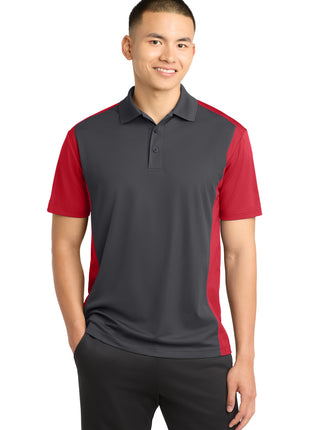 Sport-Tek® Colorblock Micropique Sport-Wick® Polo. ST652 - Iron Grey/ True Red | Sport-Tek