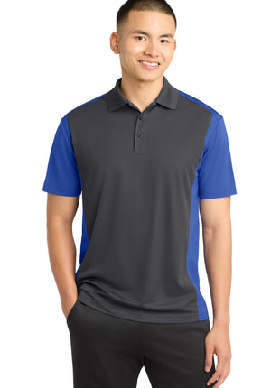 Sport-Tek® Colorblock Micropique Sport-Wick® Polo. ST652 - Iron Grey/ True Royal | Sport-Tek