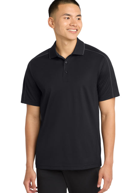 Sport-Tek® Micropique Sport-Wick® Piped Polo. ST653 - Black/ Iron Grey | Sport-Tek